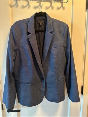 Ann Taylor Navy Blazer Tailored One Button Workwear Classic Office Jacket